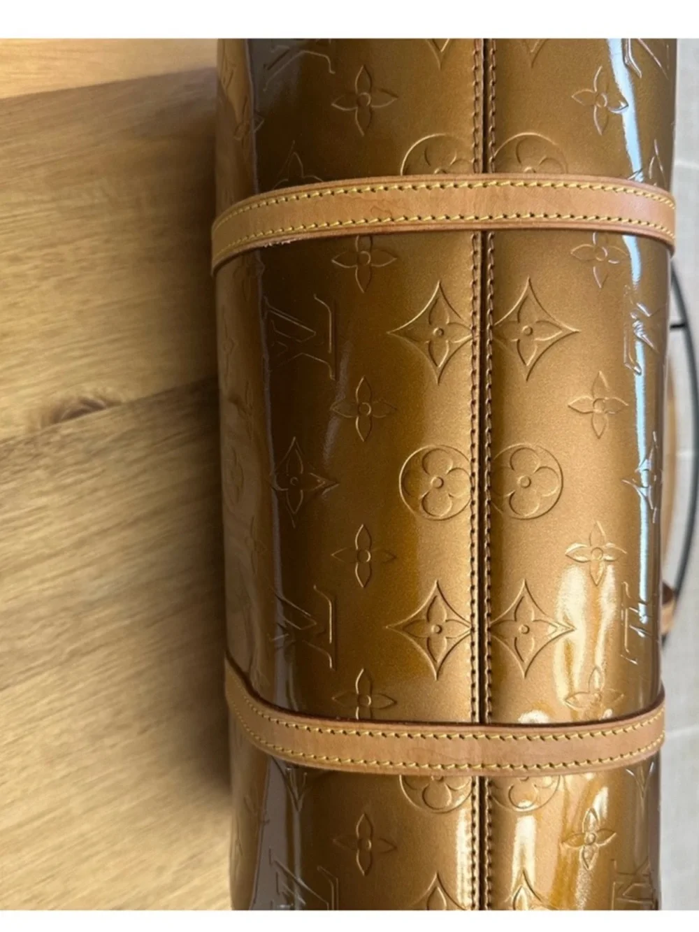 Louis Vuitton Bronze Papillon Tan/Brown Bedford Vernis Patent Monogram Bag - Picture 4 of 15